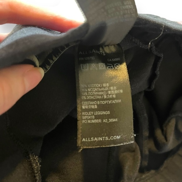 Allsaints Ridley Black Leggings Size 8 Moto Stretchy Rock. - Picture 7 of 8